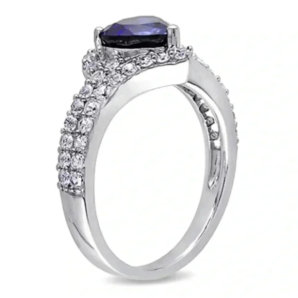 Sofia B. Sterling Silver Created Blue & White Sapphire Heart Ring..NWT..SIZE 8 - Picture 3 of 5